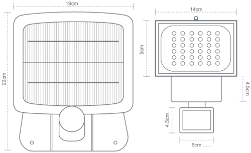 Evo 36 Security Light Dimensions