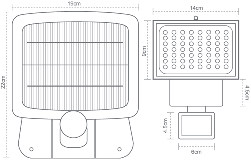 Evo 56 Security Light Technical Drawing: beam profile